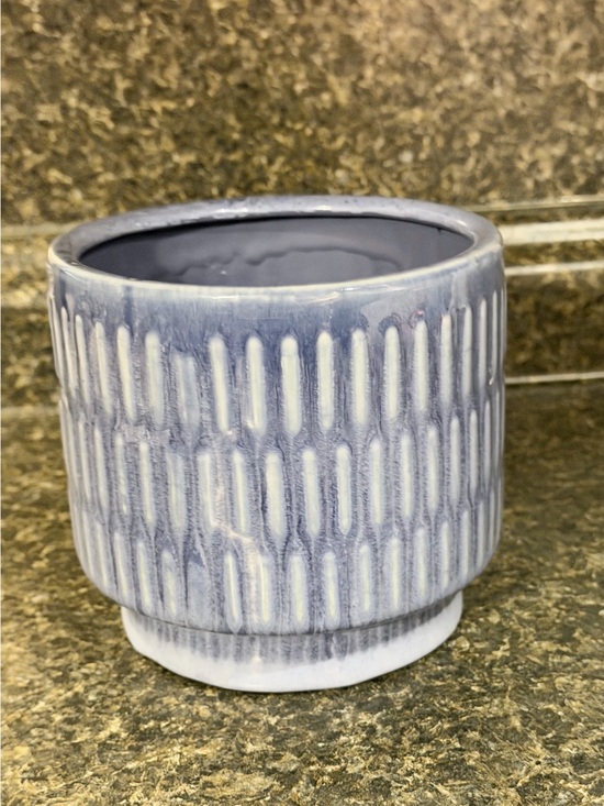 Other - Textured Ceramic Planter in Light Blue